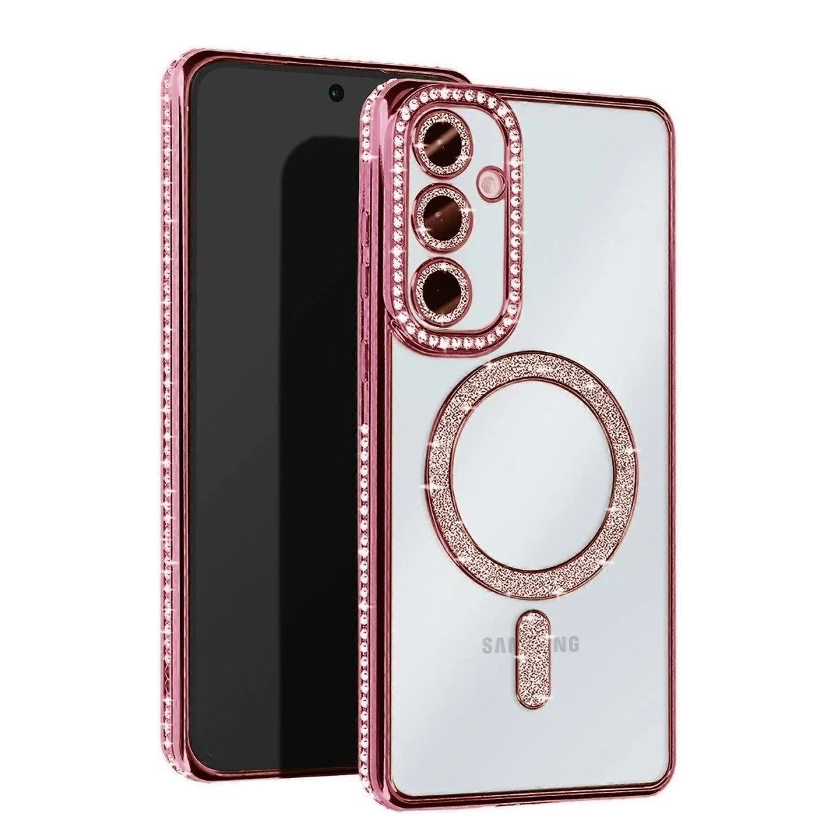 Mey İthalat® Samsung Galaxy S25 Edge Joke Simli Magneticsafe Kılıf - Pembe