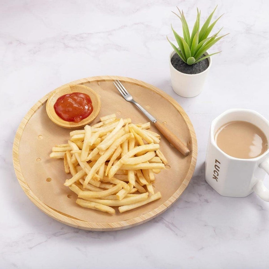100 Adet Air Fryer Pişirme Kağıdı Tek Kullanımlık Hava Fritözü Yuvarlak Delikli Model