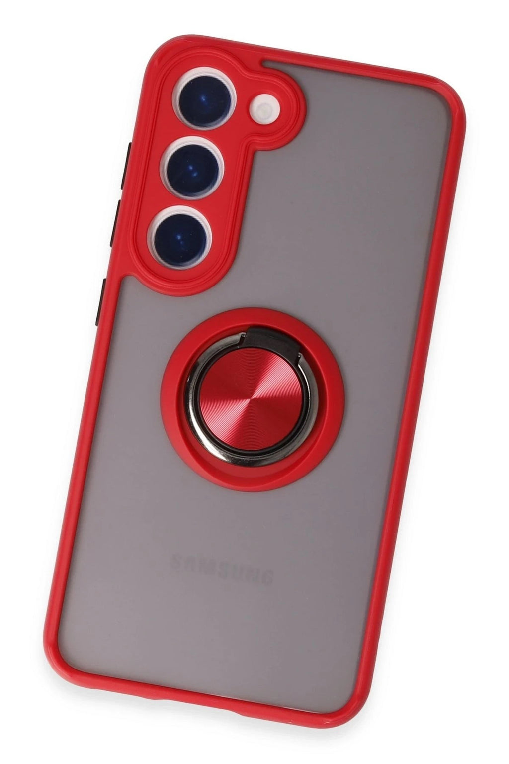 Mey İthalat® Samsung Galaxy S23 Kılıf Montreal Yüzüklü Silikon Kapak - Kırmızı