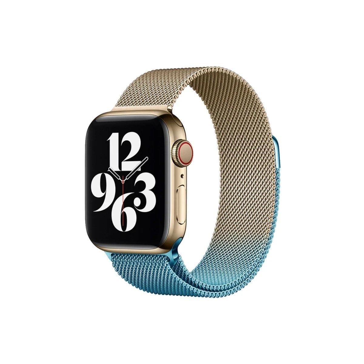 Mey İthalat® Watch 38mm Metal Mıknatıslı Kordon - Metalik Gold-Mavi
