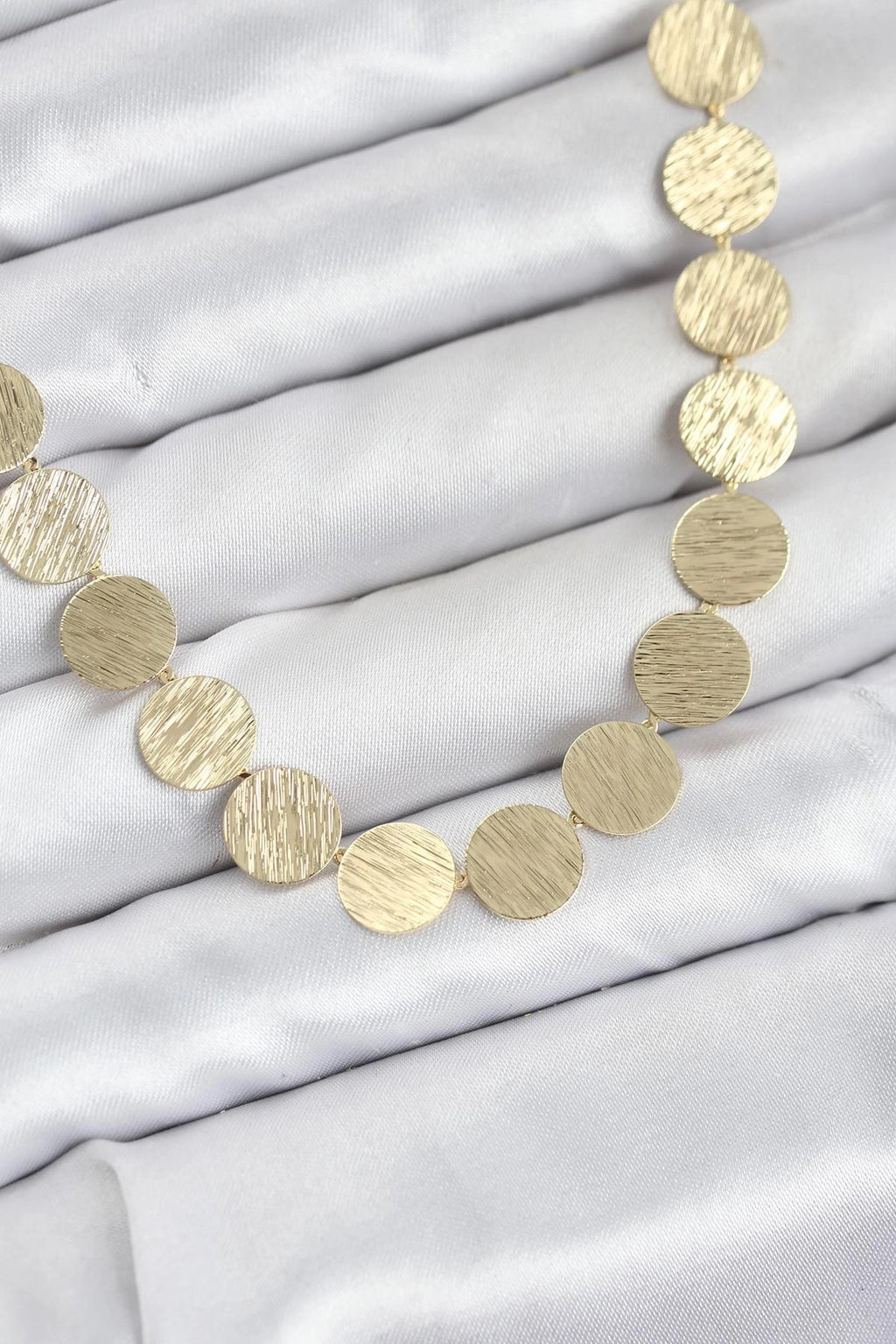Mey İthalat® Yuvarlak Plaka Model Gold Renk Kadın Kolye