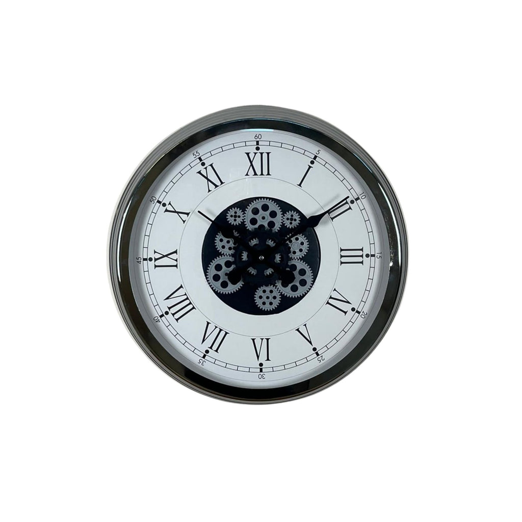 Silver Empire 60 Cm Çarklı Krom Duvar Saati
