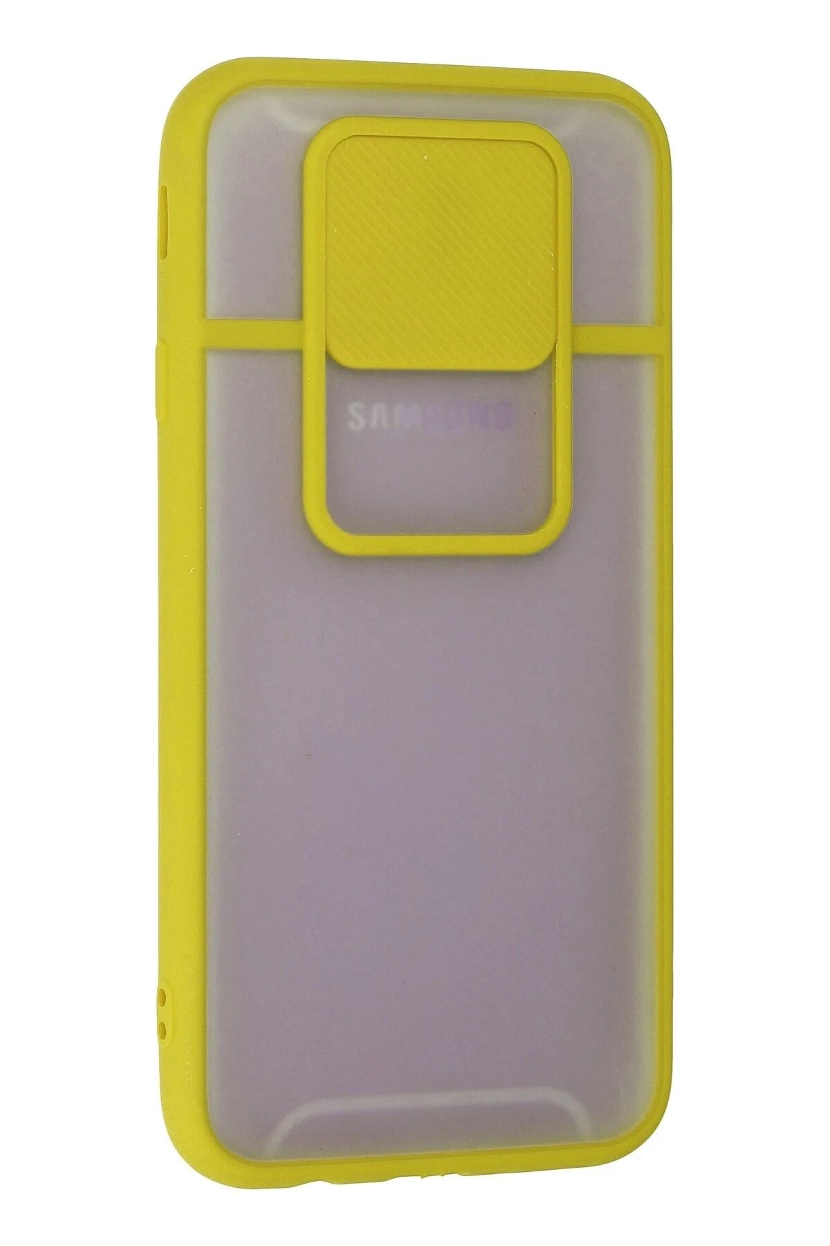 Mey İthalat® Samsung Galaxy J7 Pro / J730 Kılıf Palm Buzlu Kamera Sürgülü Silikon - Sarı