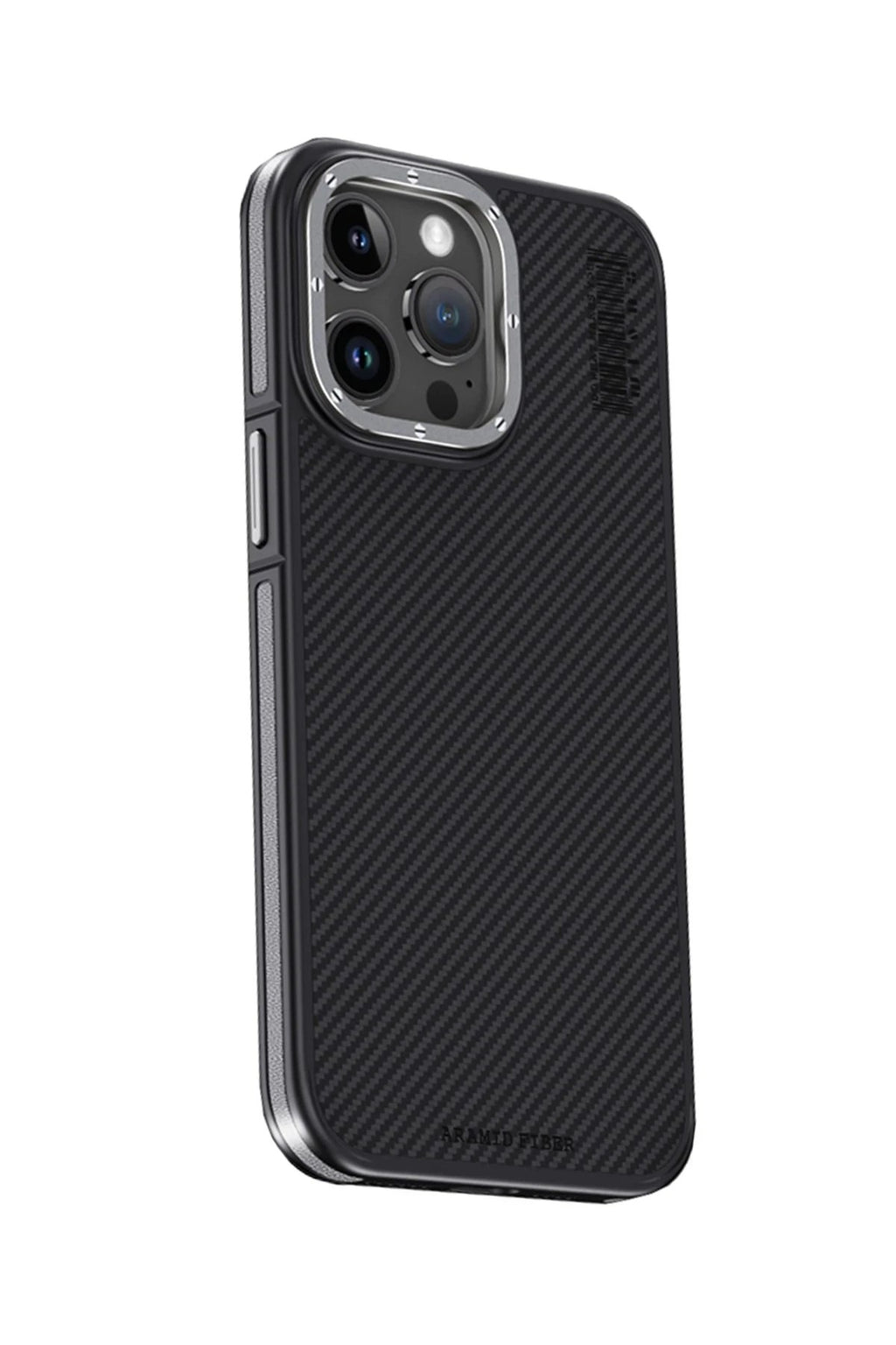 Mey İthalat® iPhone 15 Pro Kılıf Aramid 600D Kevlar Karbon Fiber Magsafe Kapak - Gri