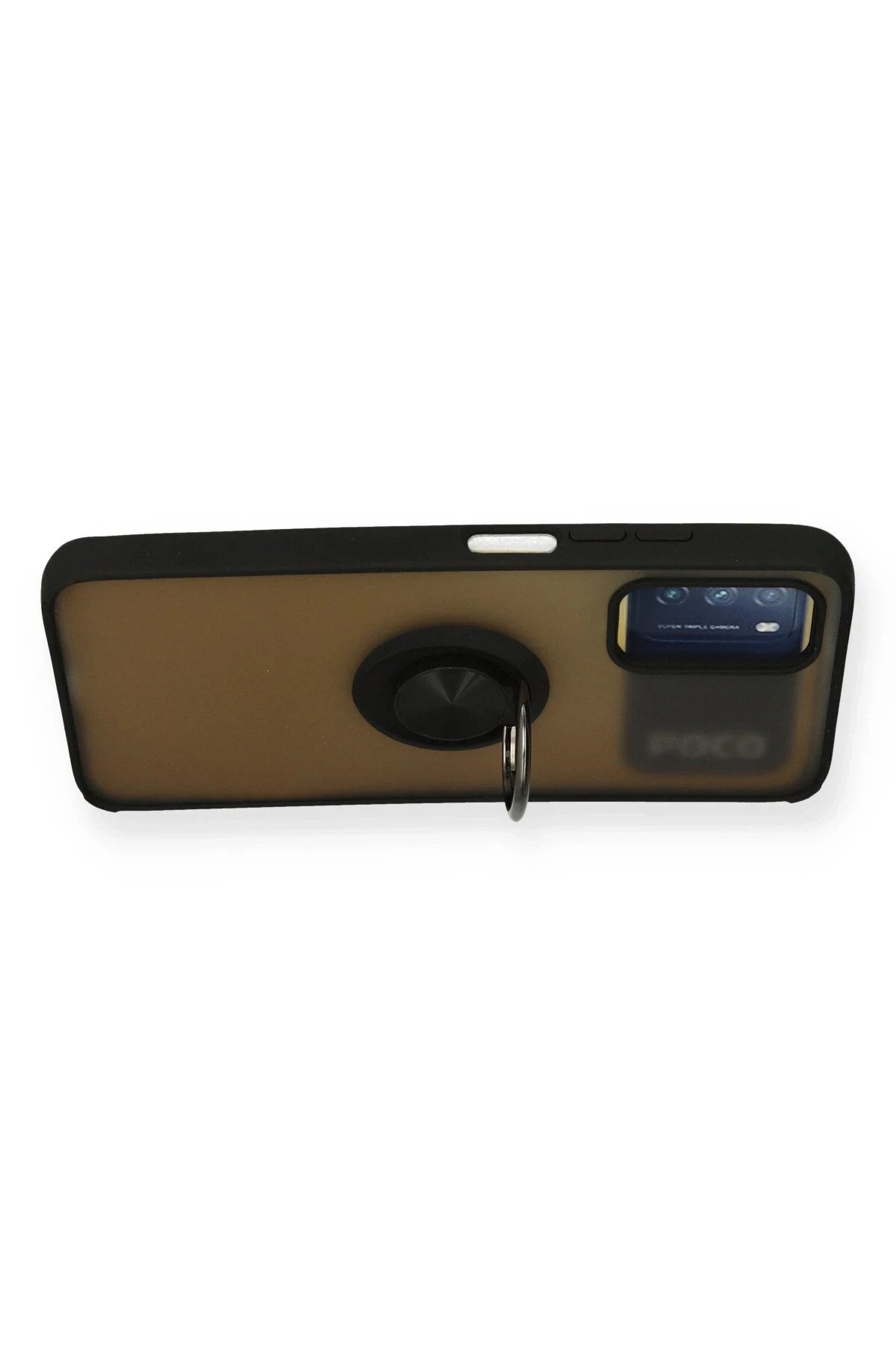 Mey İthalat® Redmi 9T Kılıf Montreal Yüzüklü Silikon Kapak - Siyah