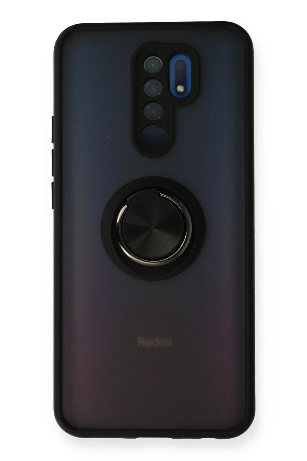 Mey İthalat® Redmi 9 Kılıf Montreal Yüzüklü Silikon Kapak - Siyah