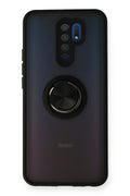 Mey İthalat® Redmi 9 Kılıf Montreal Yüzüklü Silikon Kapak - Siyah