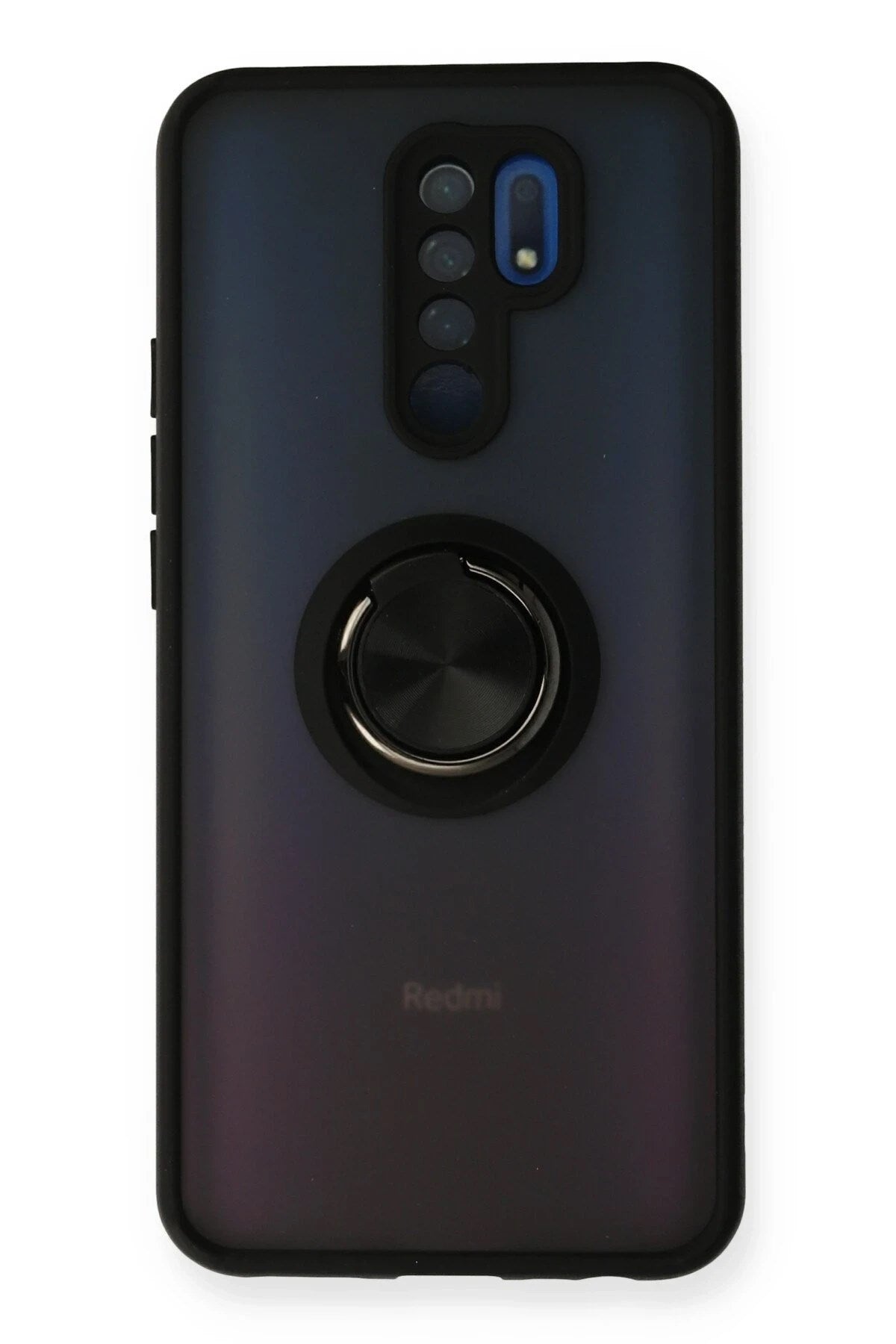 Mey İthalat® Redmi 9 Kılıf Montreal Yüzüklü Silikon Kapak - Siyah