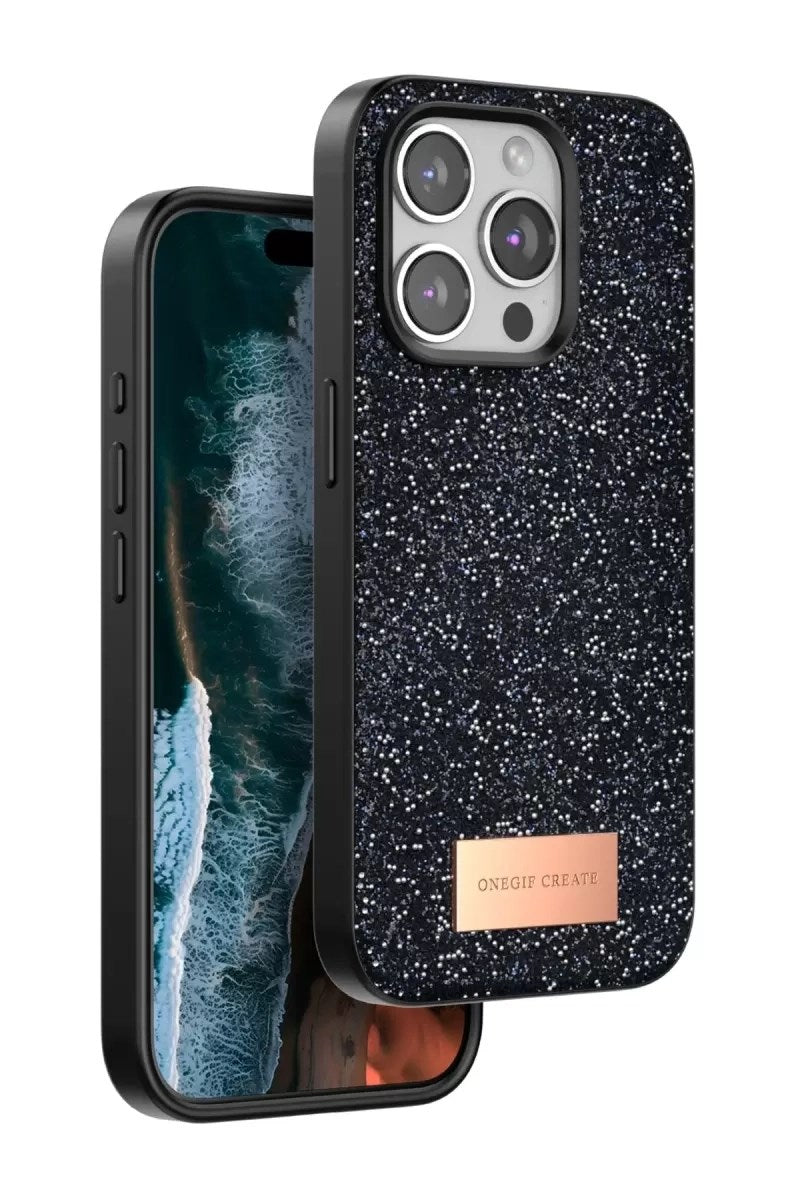 Mey İthalat® iPhone 15 Pro Bright Simli Kapak - Siyah