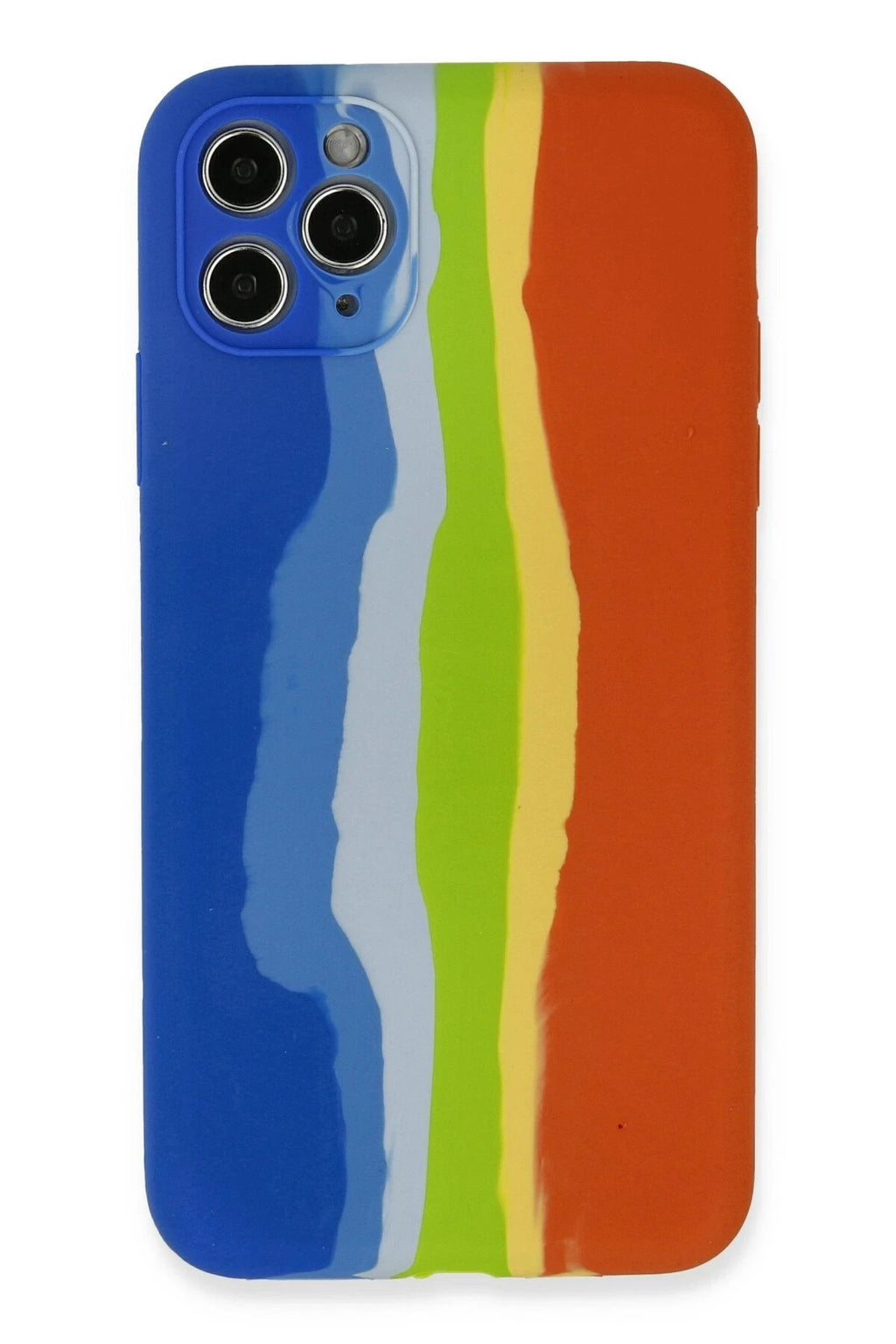 Mey İthalat® iPhone 11 Pro Kılıf Ebruli Lansman Silikon - Mavi-Turuncu