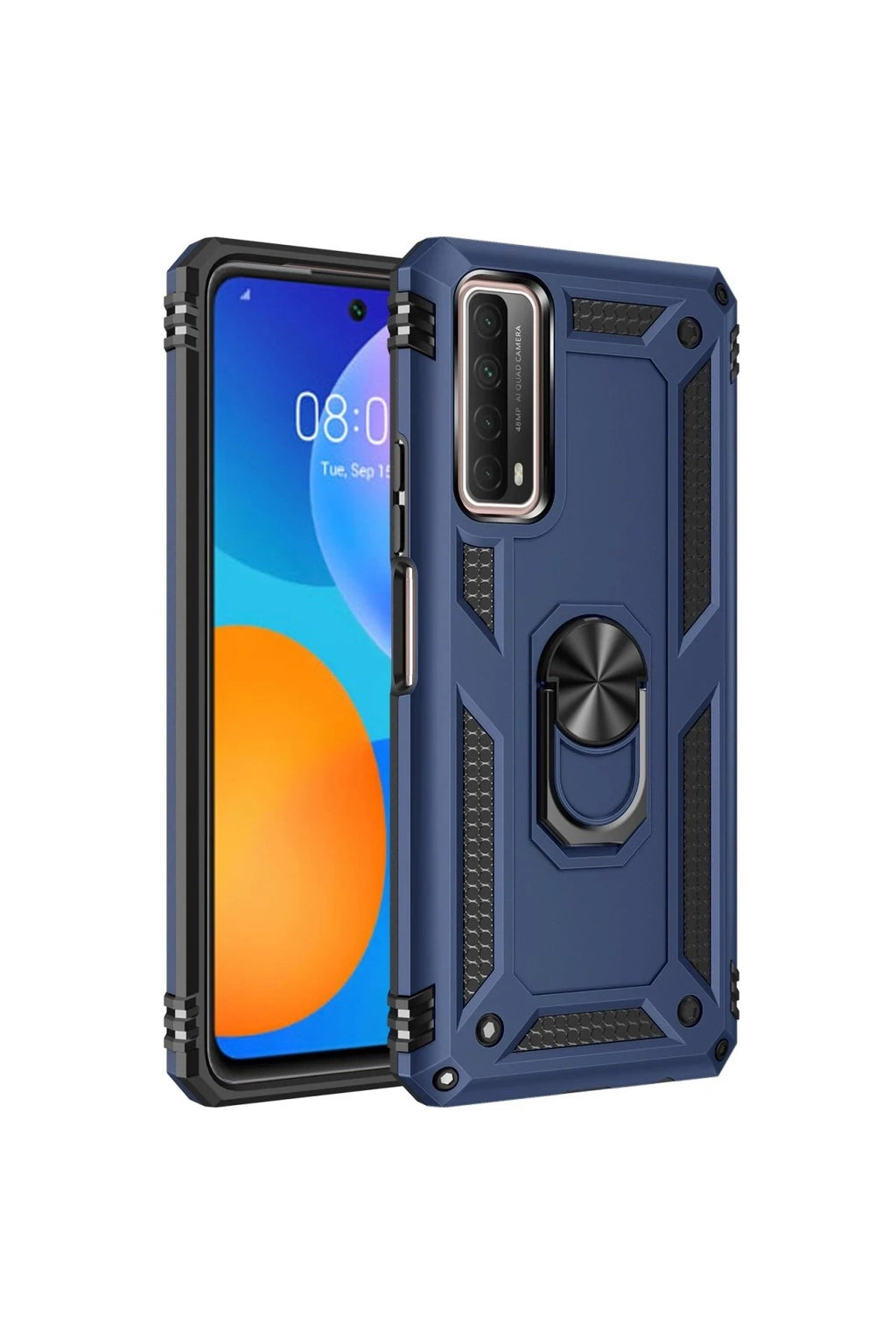 Mey İthalat® Huawei P Smart 2021 Kılıf Sofya Yüzüklü Silikon Kapak - Lacivert