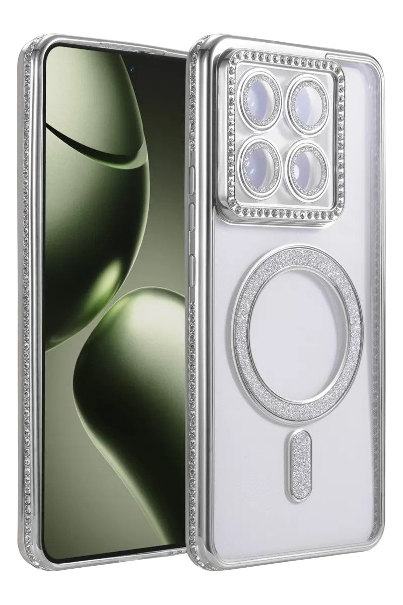 Mey İthalat® Mi 14T Pro Joke Simli Magneticsafe Kılıf - Gümüş