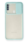 Mey İthalat® Samsung Galaxy A11 Kılıf Palm Buzlu Kamera Sürgülü Silikon - Turkuaz