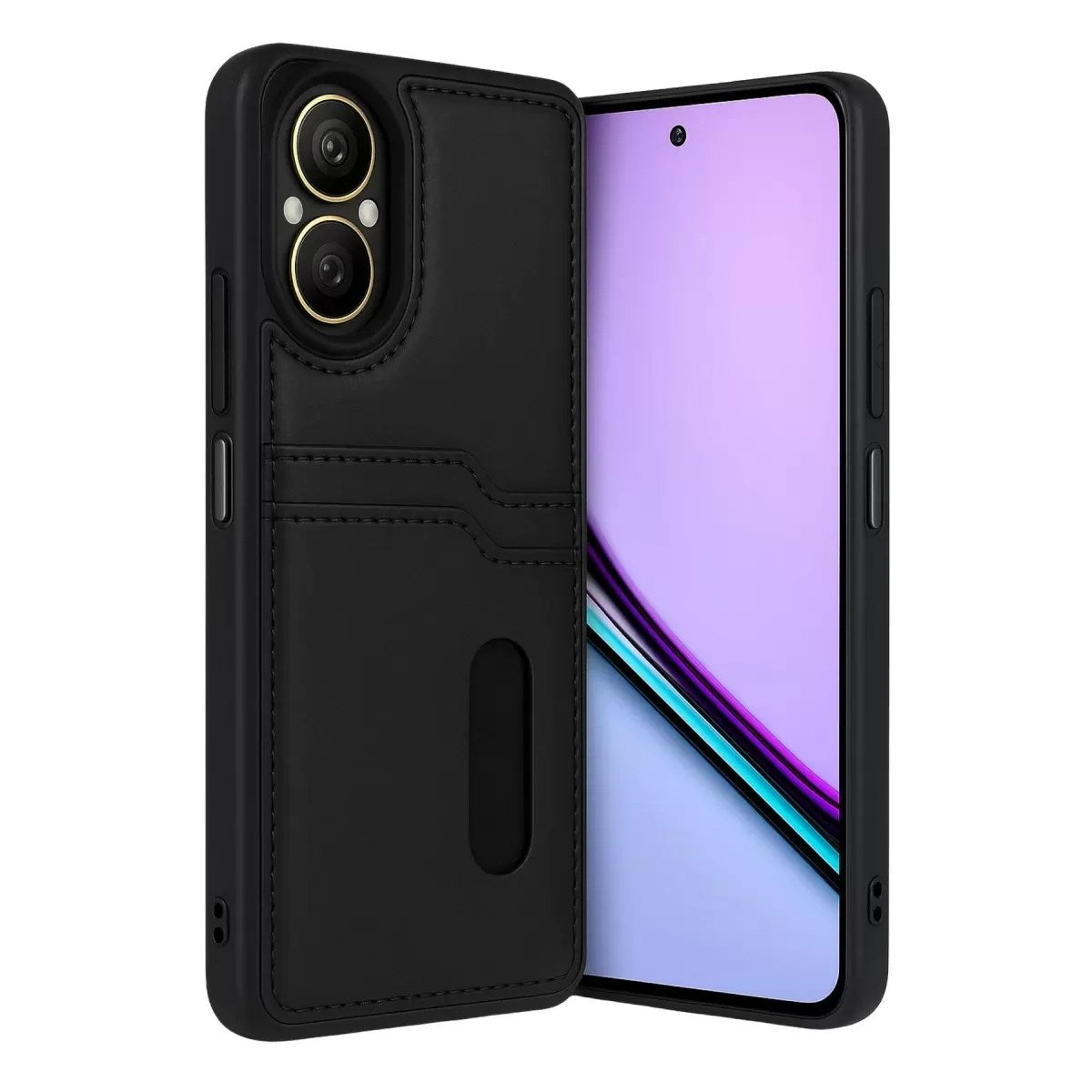 Mey İthalat® Realme 12 Lite Kılıf Sara Kartvizitli Deri Kılıf - Siyah