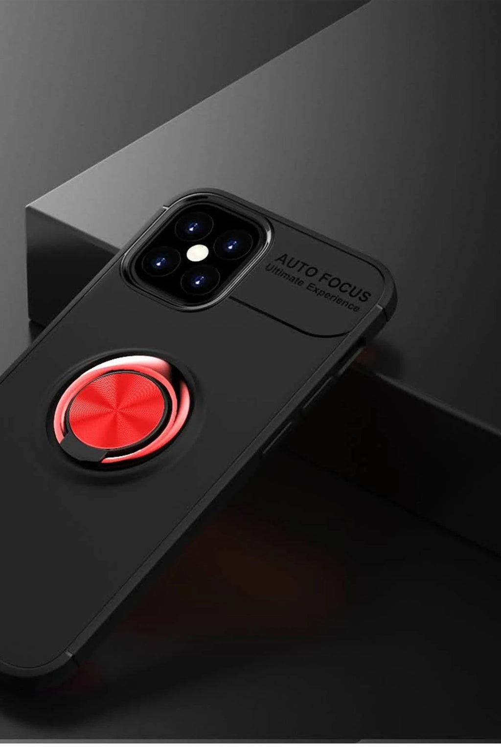 Mey İthalat® iPhone 12 Mini Kılıf Range Yüzüklü Silikon - Siyah-Kırmızı
