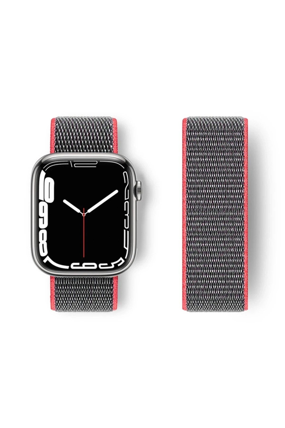 Mey İthalat® Watch 38mm Hasırlı Cırtcırtlı Kordon - Pembe