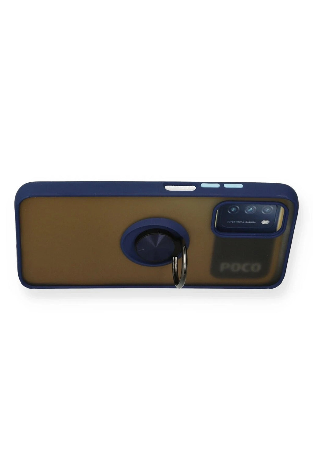 Mey İthalat® Redmi 9T Kılıf Montreal Yüzüklü Silikon Kapak - Lacivert