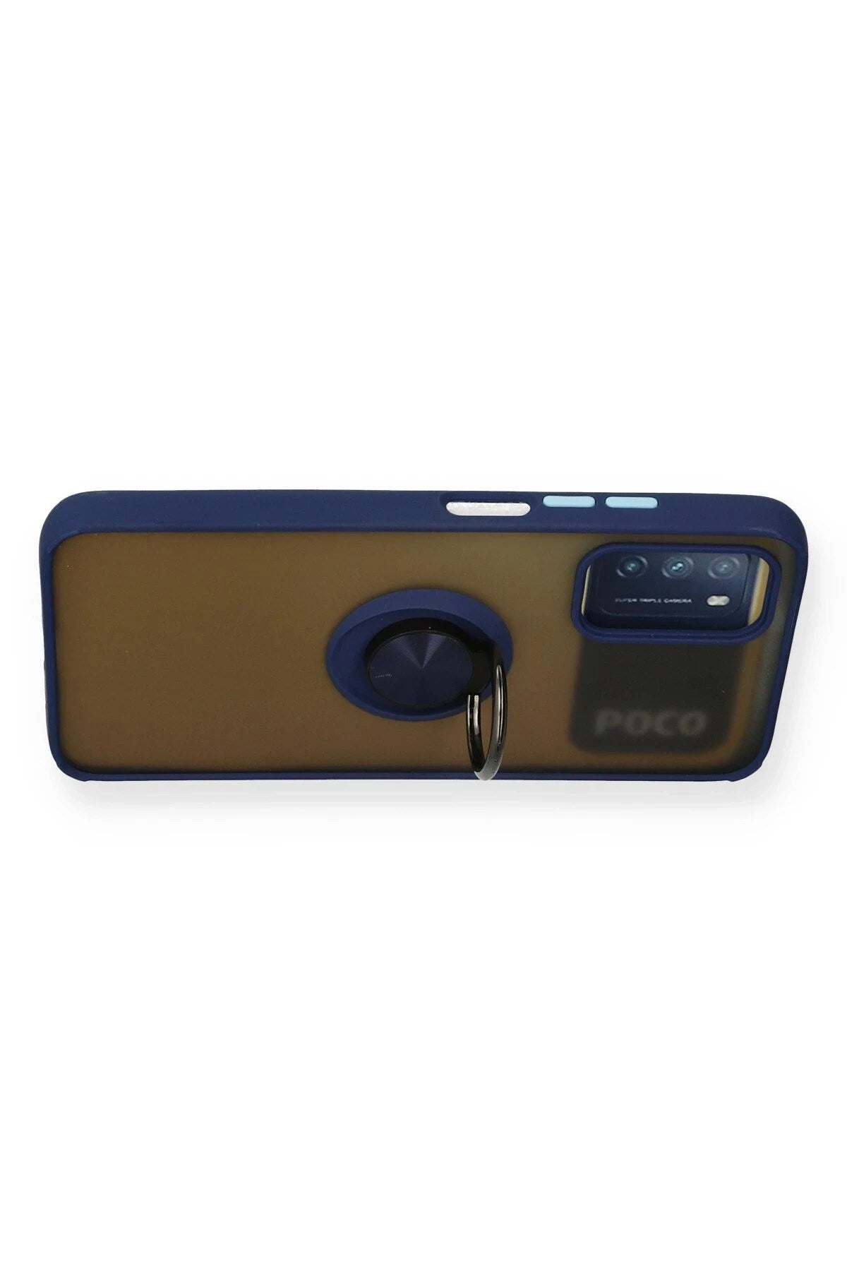 Mey İthalat® Redmi 9T Kılıf Montreal Yüzüklü Silikon Kapak - Lacivert
