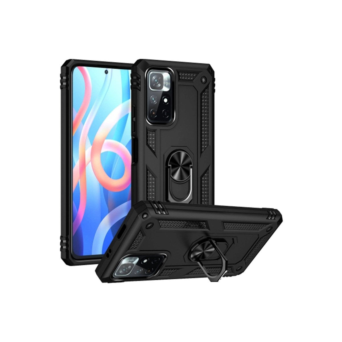 Mey İthalat® Redmi Note 11T Kılıf Sofya Yüzüklü Silikon Kapak - Siyah