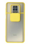 Mey İthalat® Redmi Note 9 Pro Kılıf Palm Buzlu Kamera Sürgülü Silikon - Sarı
