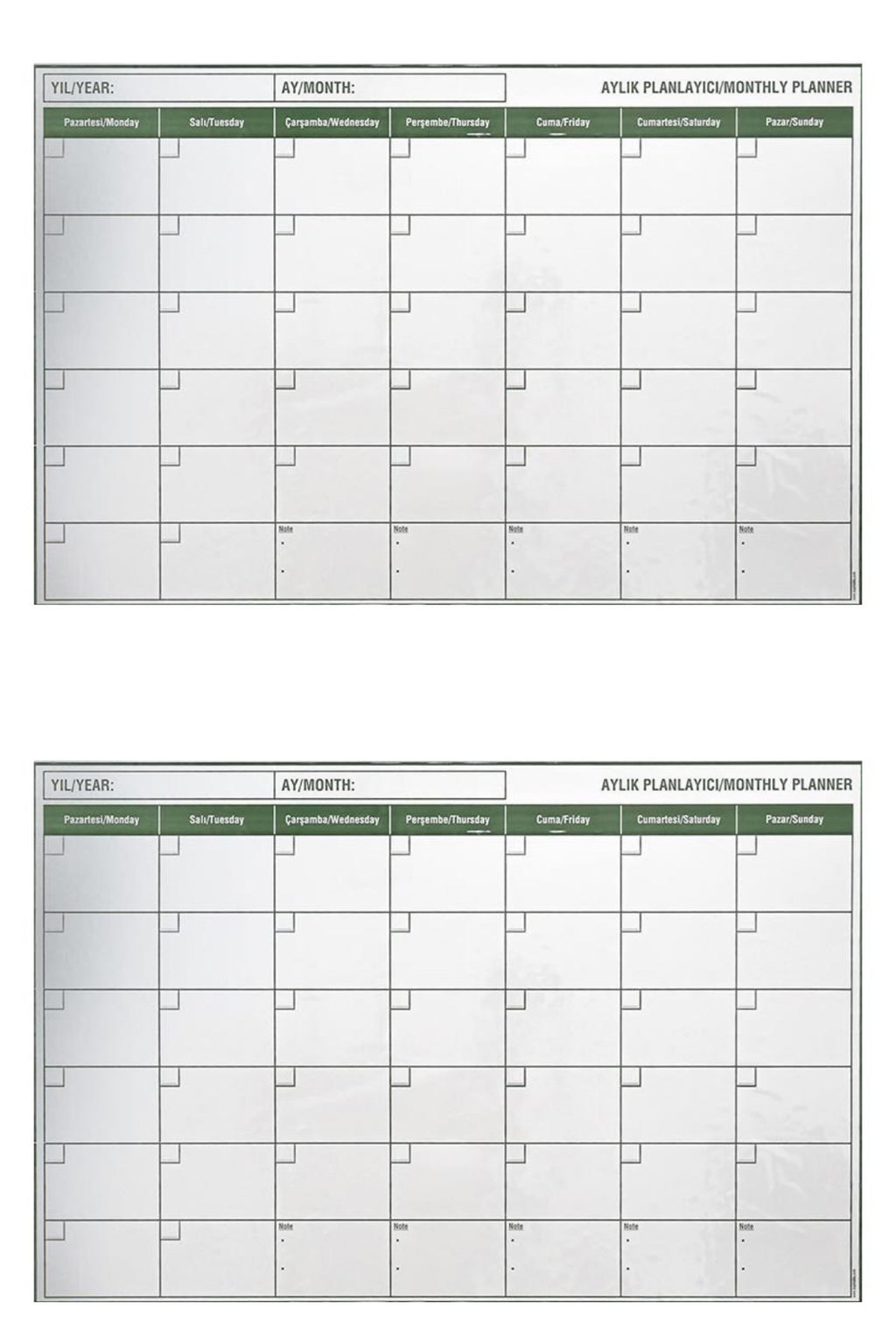 Manyetik Yapışkanlı Bir Aylık Program Planlayıcı Takvim 85x56 cm