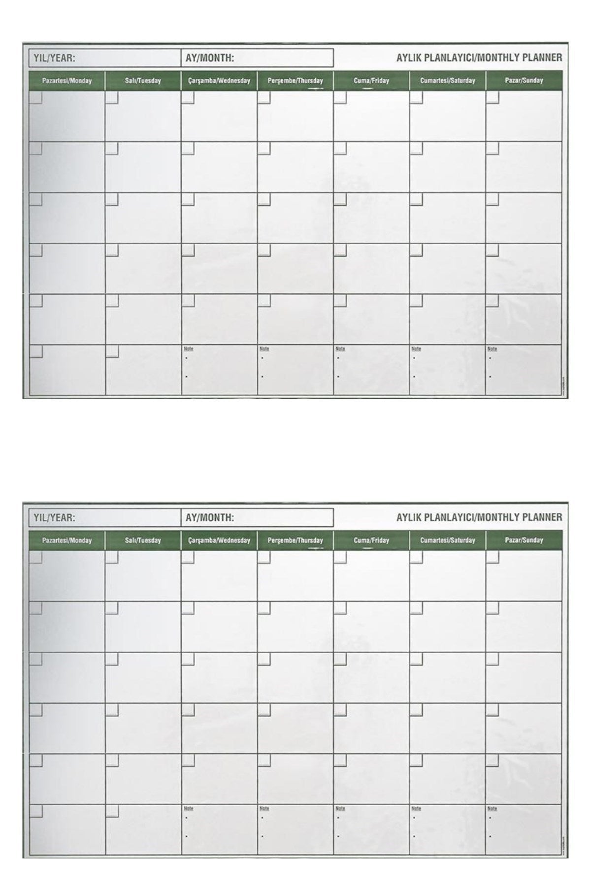 Manyetik Yapışkanlı Bir Aylık Program Planlayıcı Takvim 85x56 cm