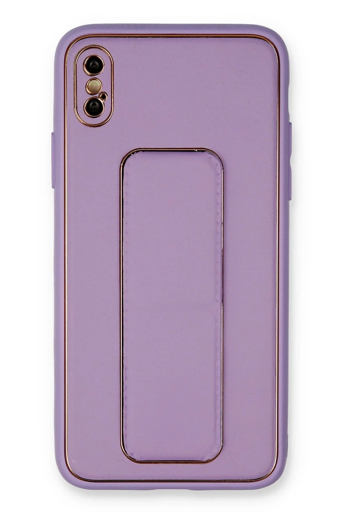 Mey İthalat® iPhone XS Max Kılıf Coco Deri Standlı Kapak - Koyu Lila