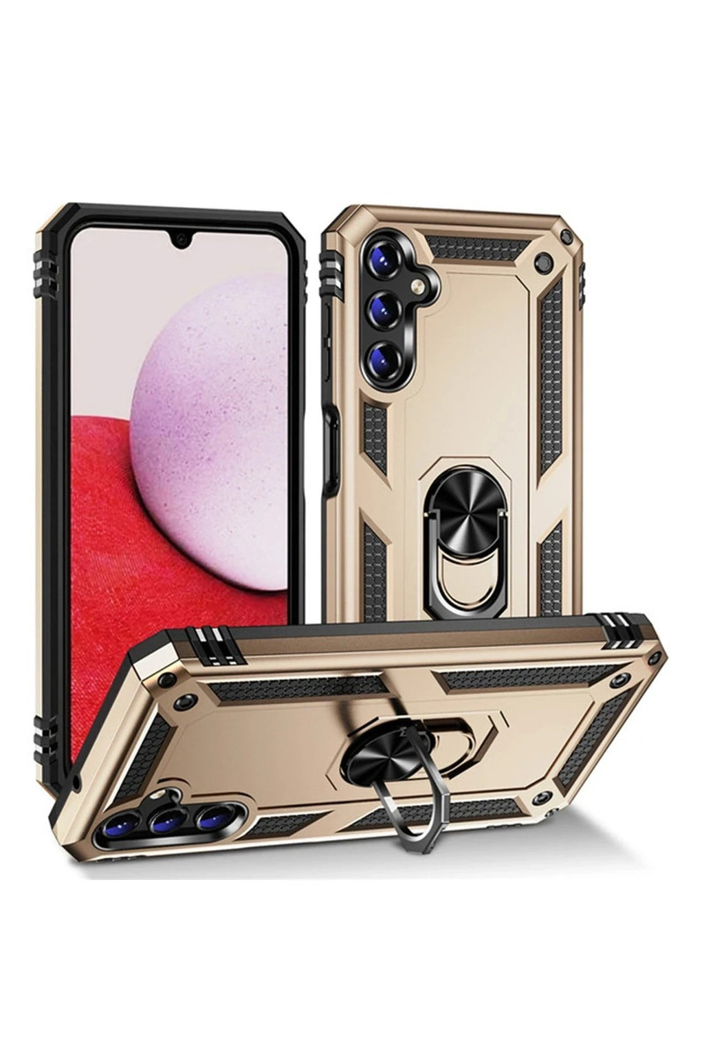 Mey İthalat® Samsung Galaxy A04S Kılıf Sofya Yüzüklü Silikon Kapak - Gold