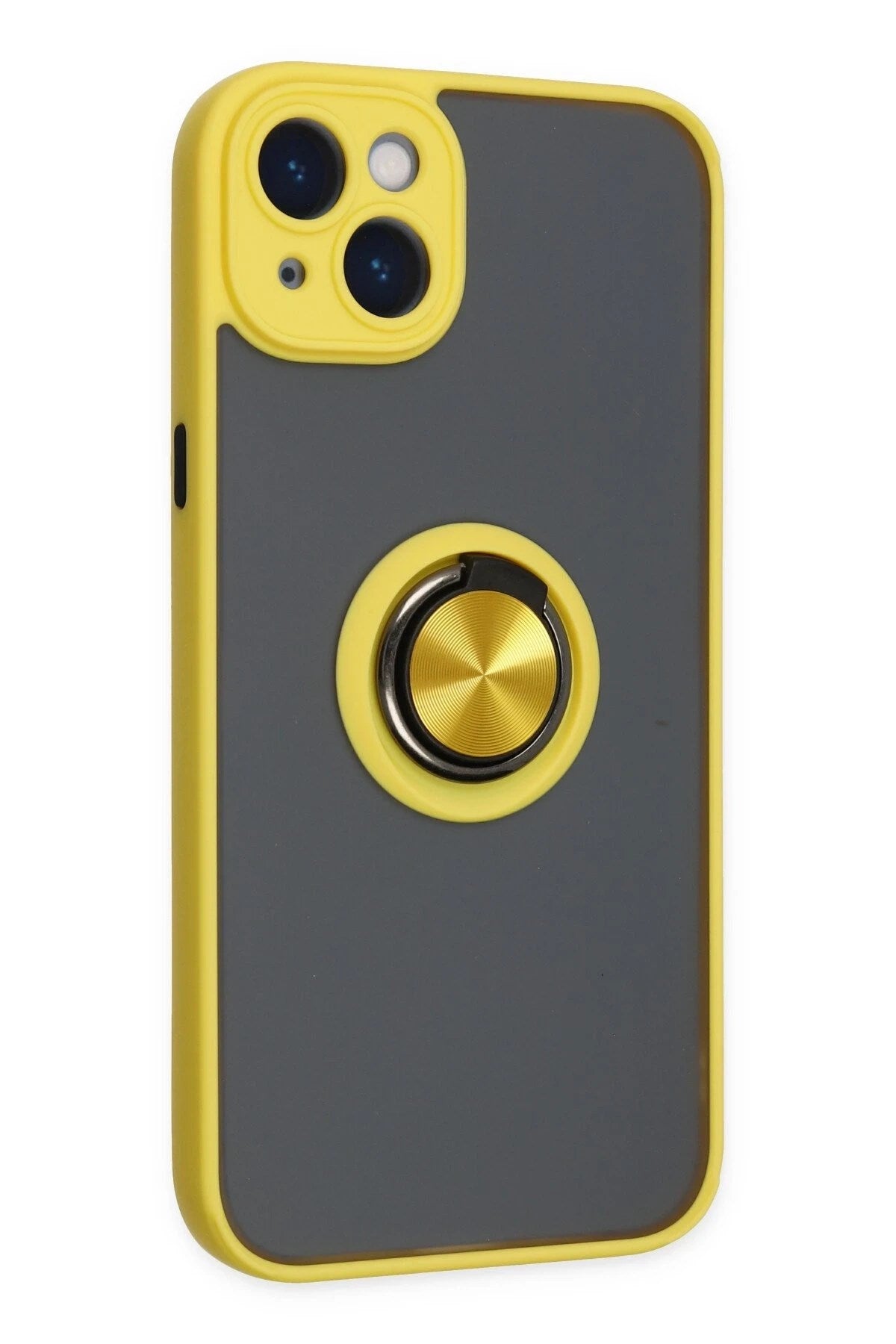 Mey İthalat® iPhone 14 Kılıf Montreal Yüzüklü Silikon Kapak - Sarı