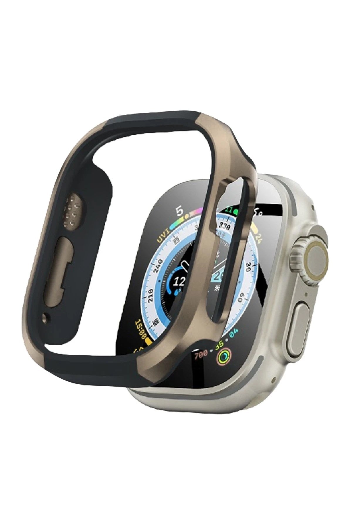 Mey İthalat® Watch Ultra 49mm MO-WT3 Alüminyum Camlı Kasa Ekran Koruyucu - Gold