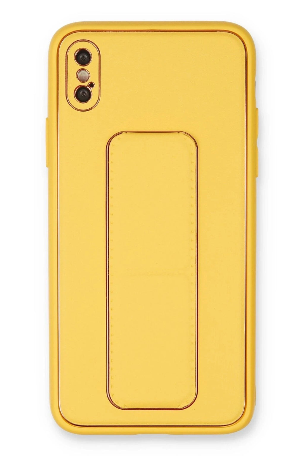 Mey İthalat® iPhone XS Max Kılıf Coco Deri Standlı Kapak - Sarı