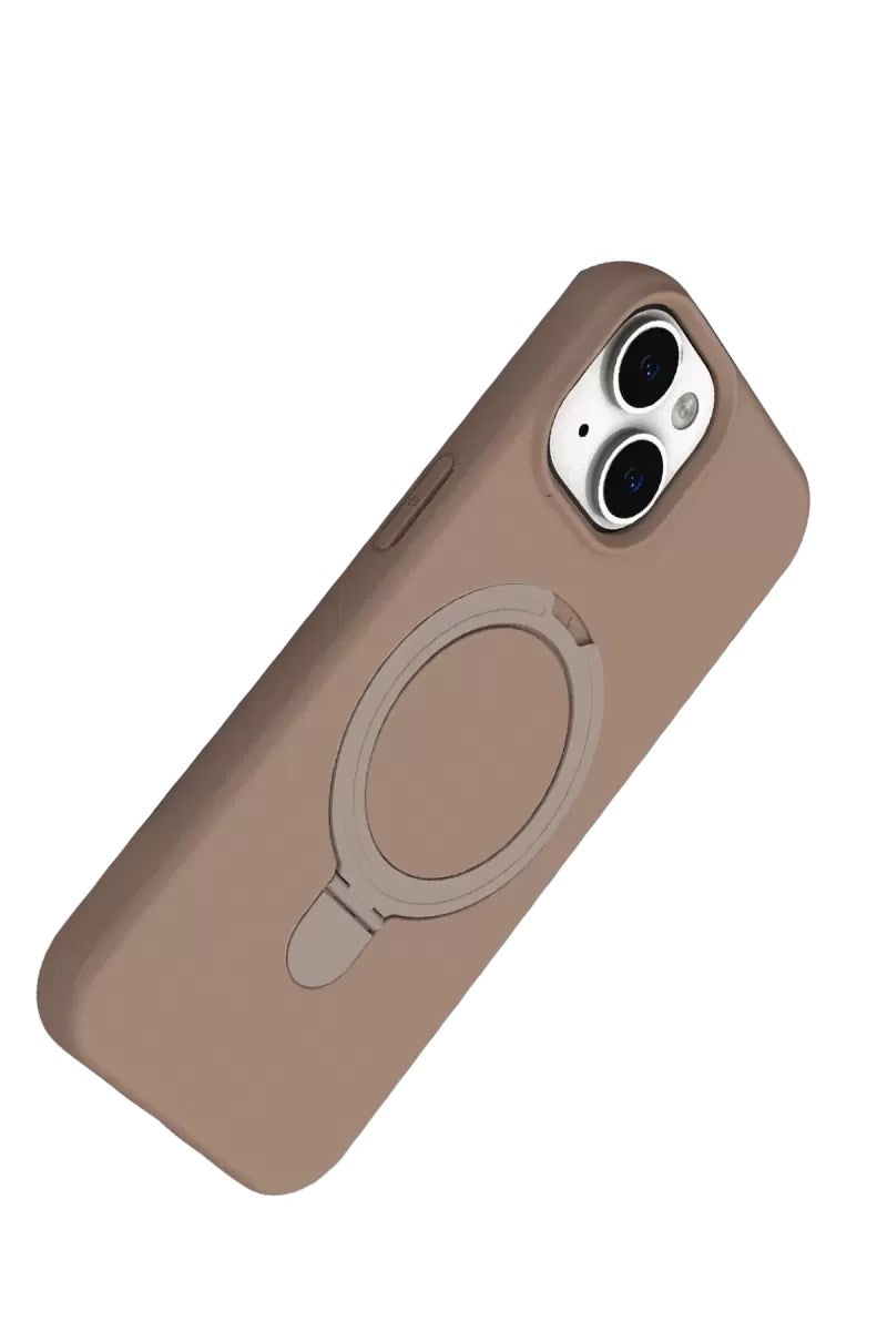 Mey İthalat® iPhone 15 Regal Magsafe Standlı Kapak - Çöl Titanyum