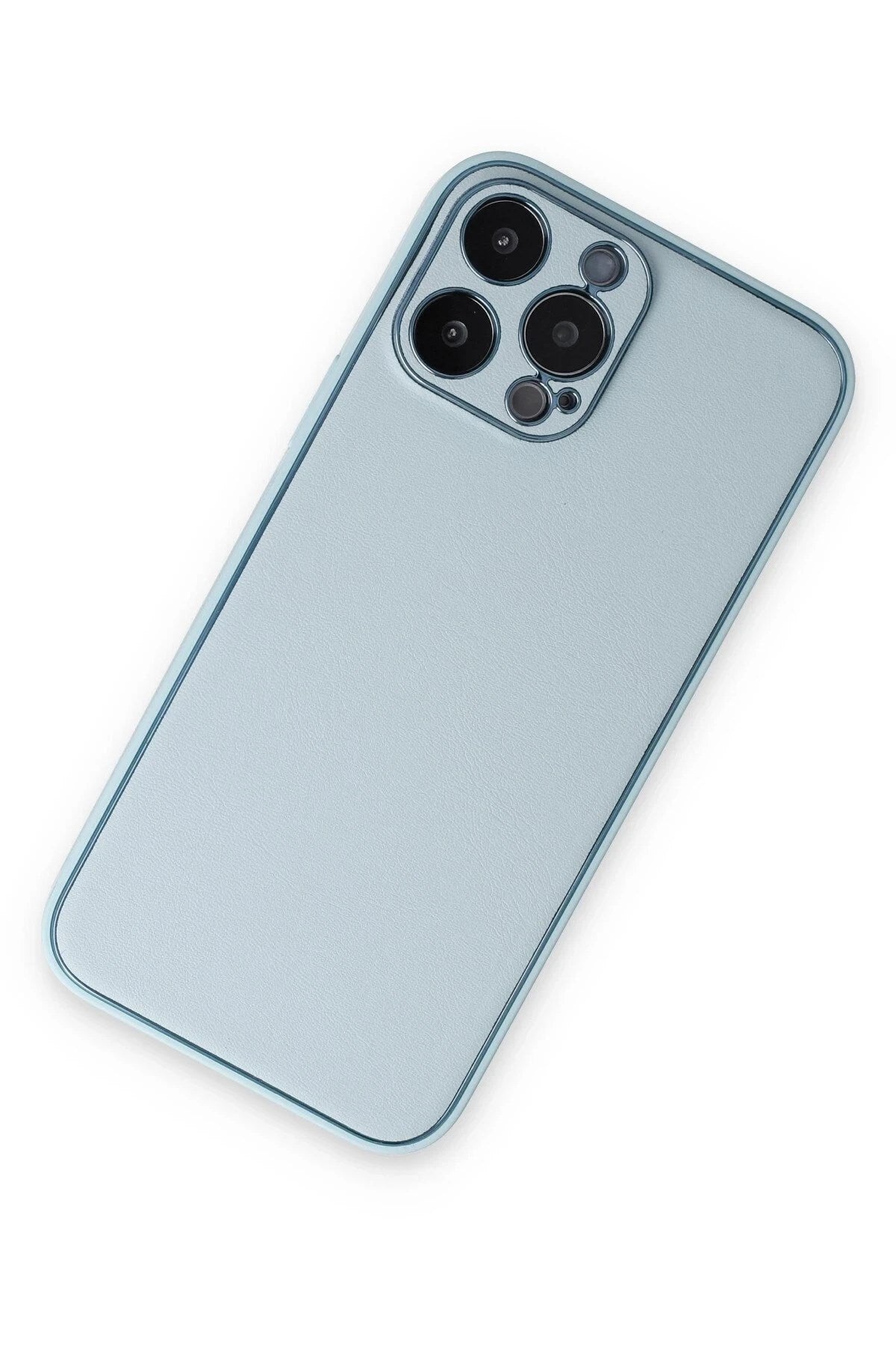 Mey İthalat® iPhone 14 Pro Kılıf Coco Deri Silikon Kapak - Sky Blue