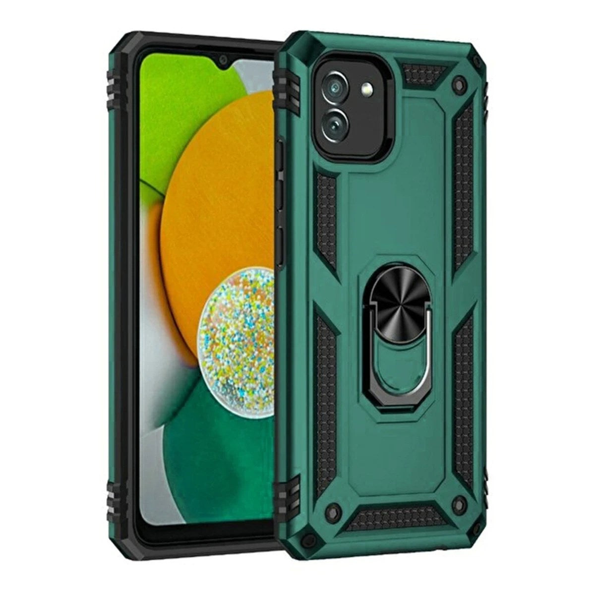 Mey İthalat® Samsung Galaxy A03 Kılıf Sofya Yüzüklü Silikon Kapak - Yeşil