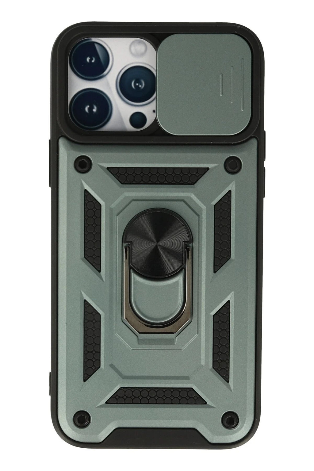 Mey İthalat® iPhone 13 Pro Kılıf Pars Lens Yüzüklü Silikon - Yeşil