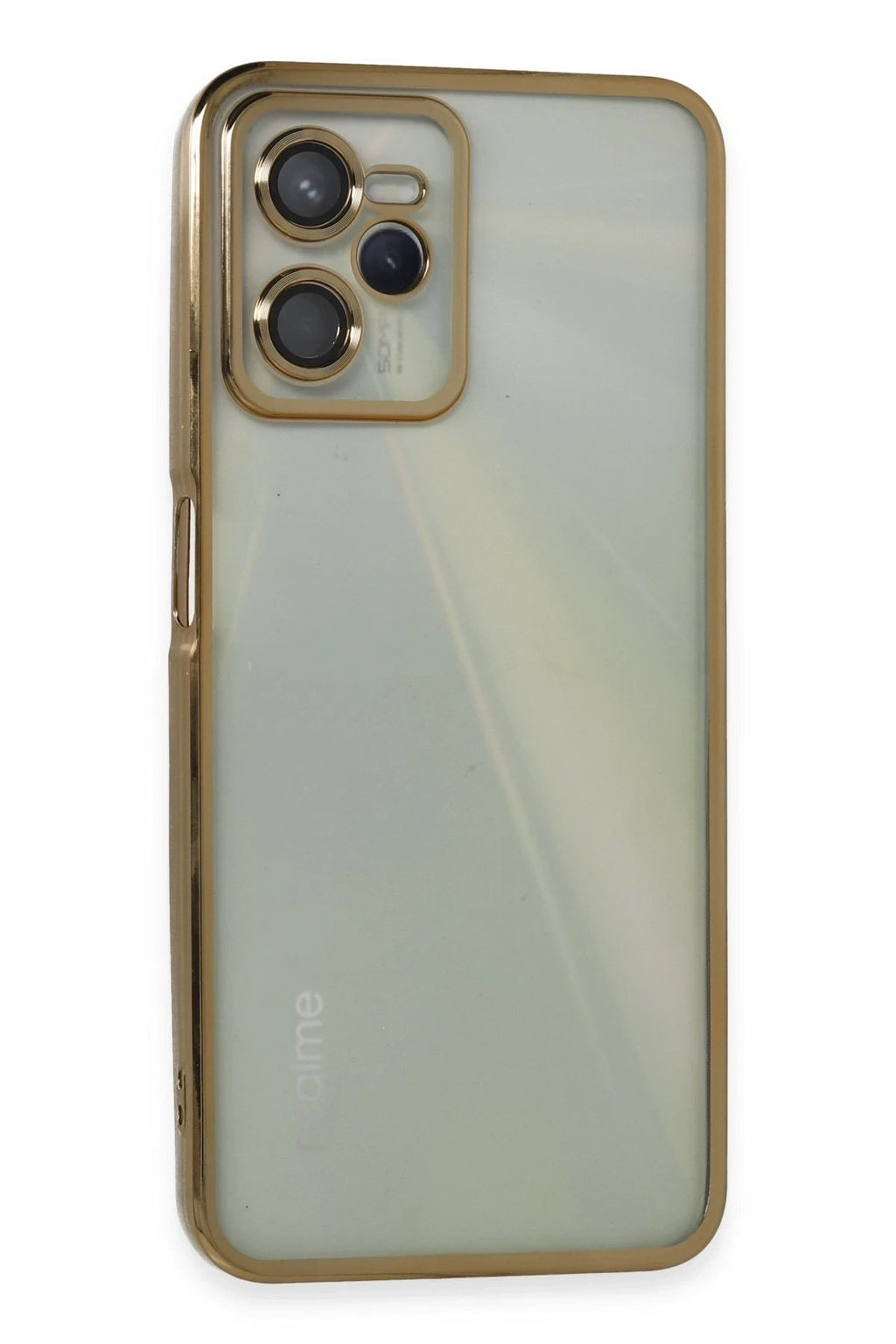 Mey İthalat® Realme C35 Kılıf Lensli Silikon - Gold