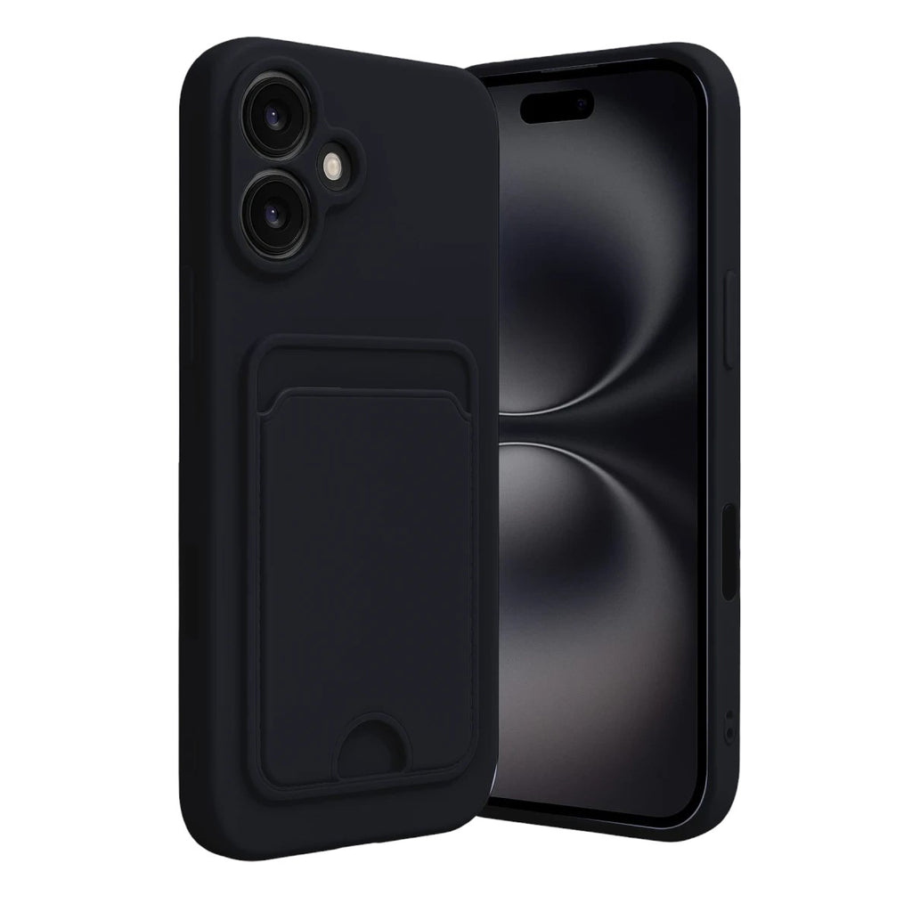 Mey İthalat® iPhone 16 Kılıf Kelvin Kartvizitli Silikon - Siyah