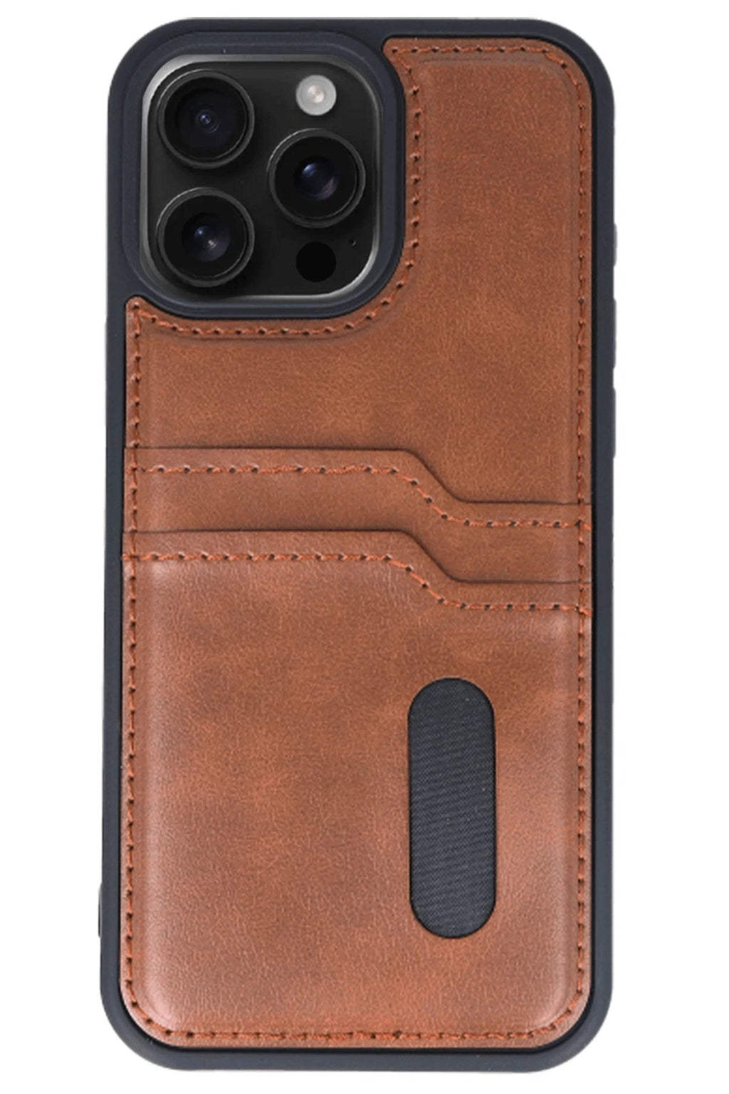 Mey İthalat® iPhone 14 Pro Max Kılıf Sara Kartvizitli Deri Kılıf - Taba