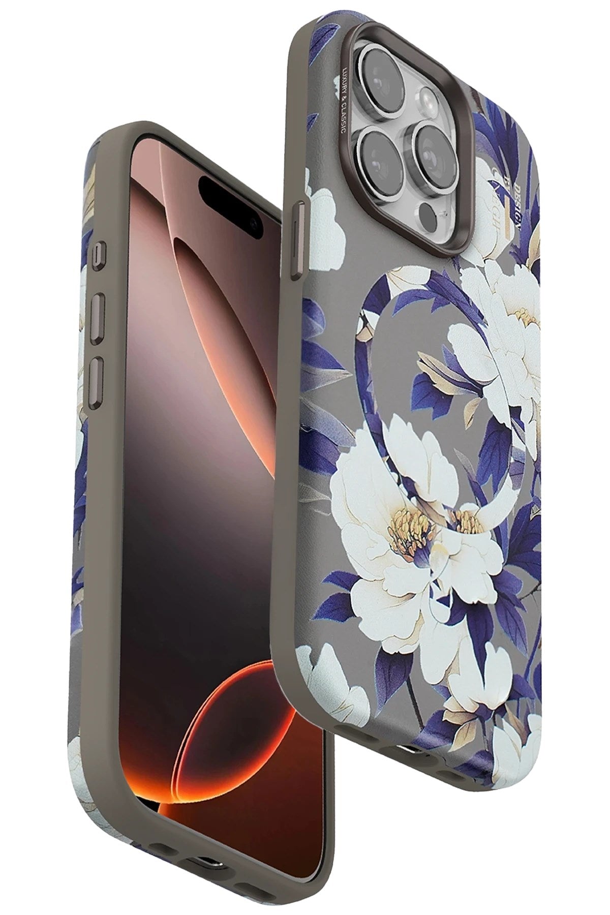 Mey İthalat® iPhone 15 Pro Max Flower Series Magsafe Kapak - Gri