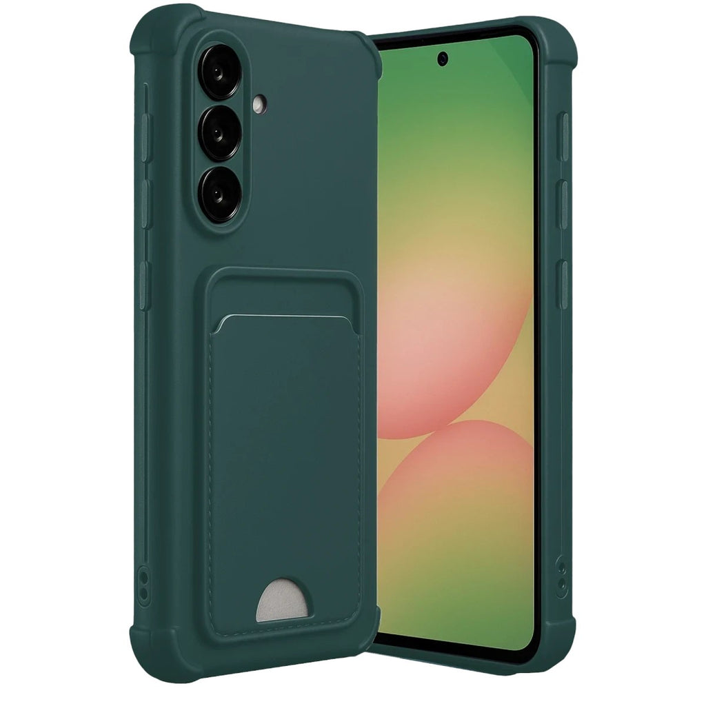 Mey İthalat® Samsung Galaxy A36 Kılıf Kelvin Kartvizitli Silikon - Koyu Yeşil