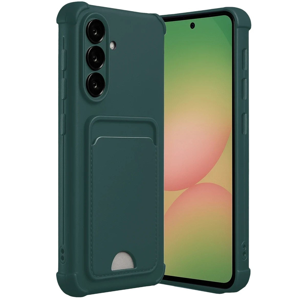 Mey İthalat® Samsung Galaxy A36 Kılıf Kelvin Kartvizitli Silikon - Koyu Yeşil