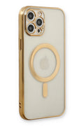 Mey İthalat® iPhone 12 Pro Kılıf Magneticsafe Lazer Silikon - Gold