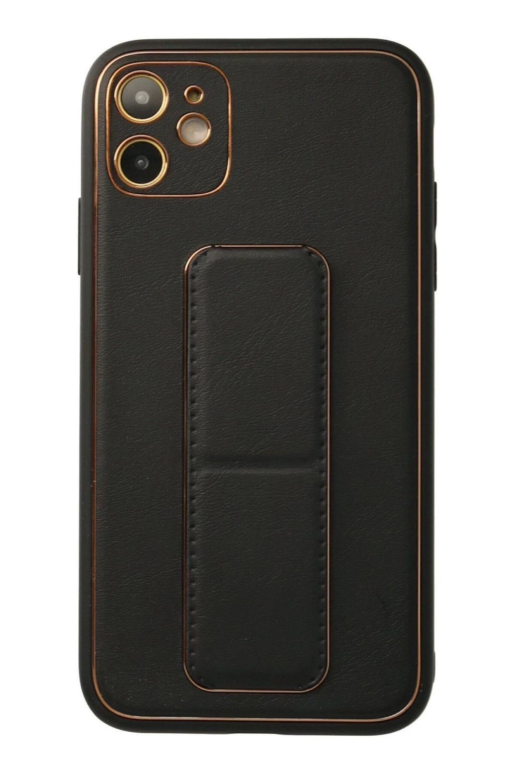 Mey İthalat® iPhone 12 Kılıf Coco Deri Standlı Kapak - Siyah