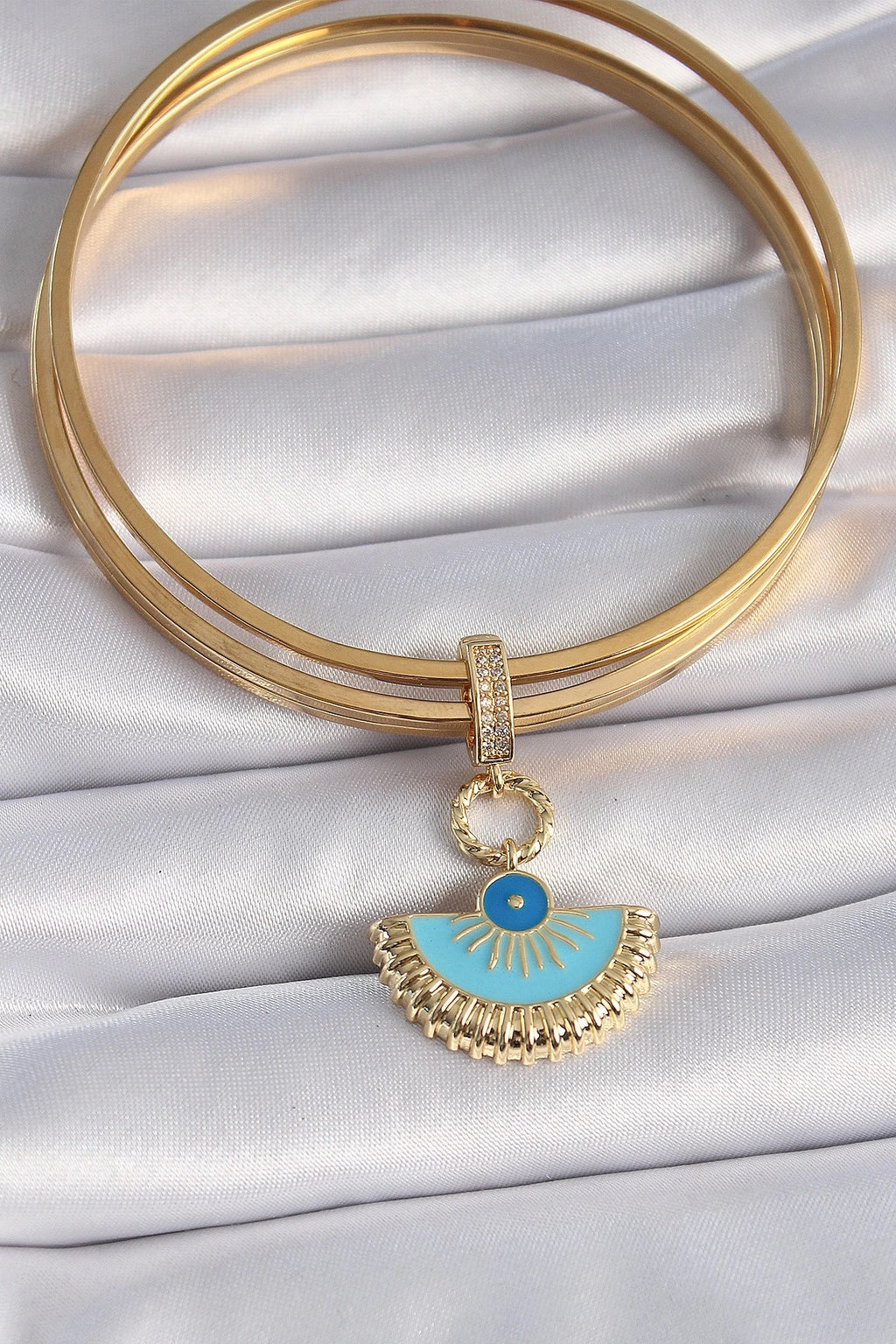 Mey İthalat® Pirinç Gold Renk Nazar Boncuklu Ajda Charm