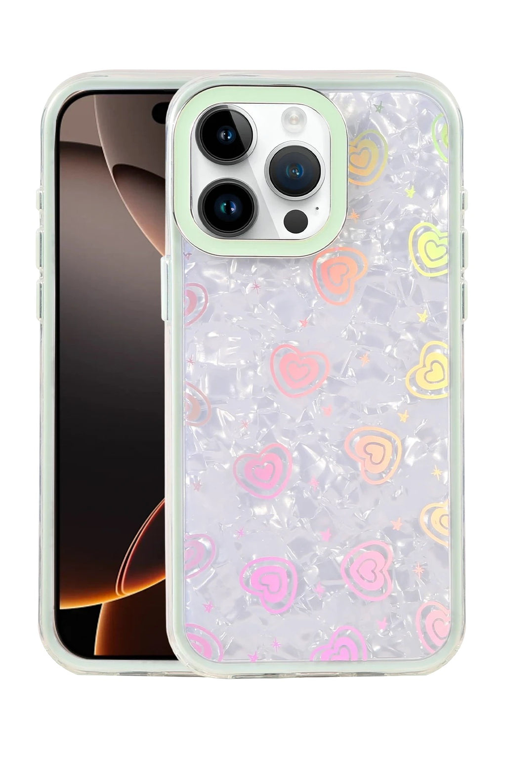 Mey İthalat® iPhone 15 Pro Lumi Desenli Kapak - Yeşil