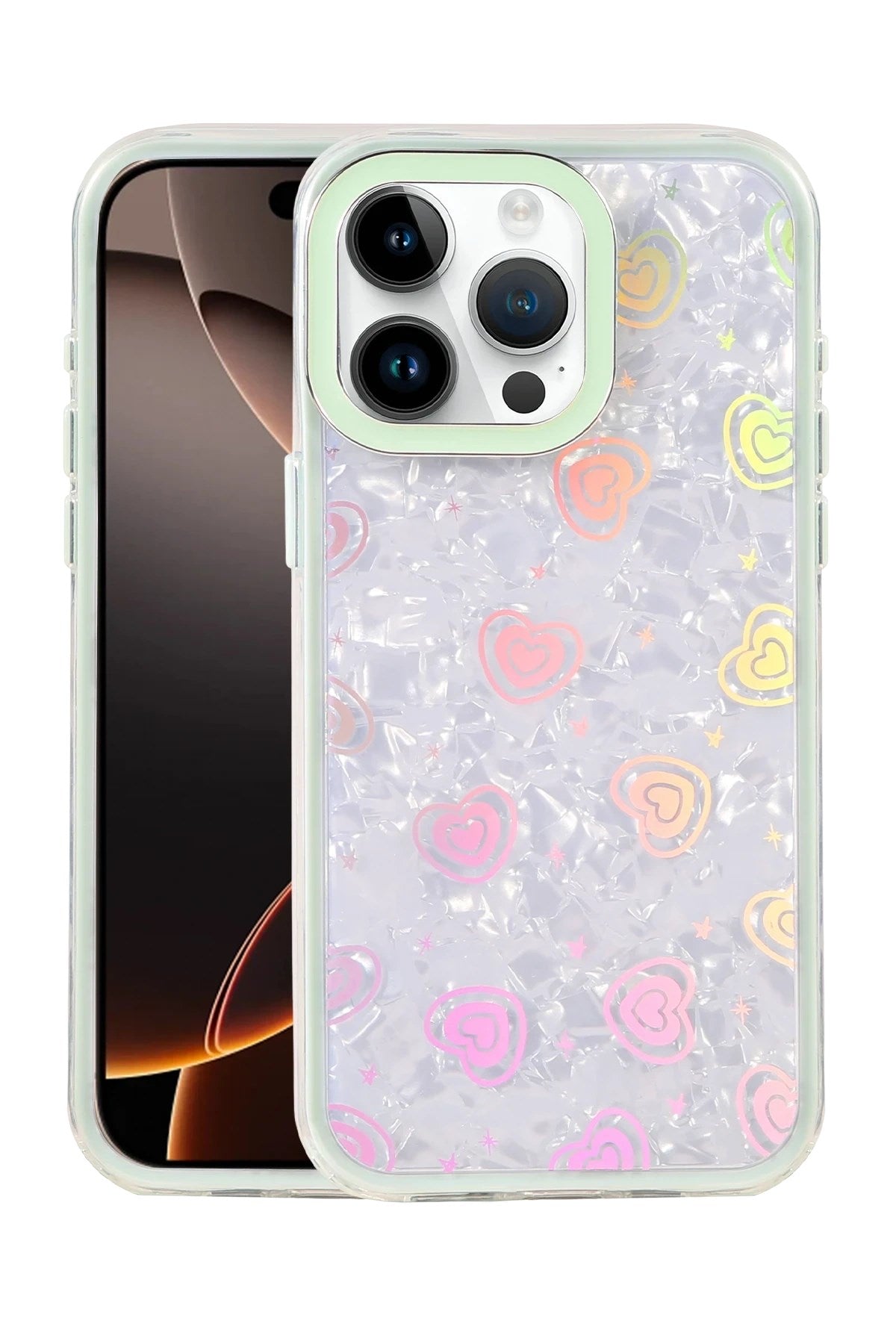 Mey İthalat® iPhone 15 Pro Lumi Desenli Kapak - Yeşil