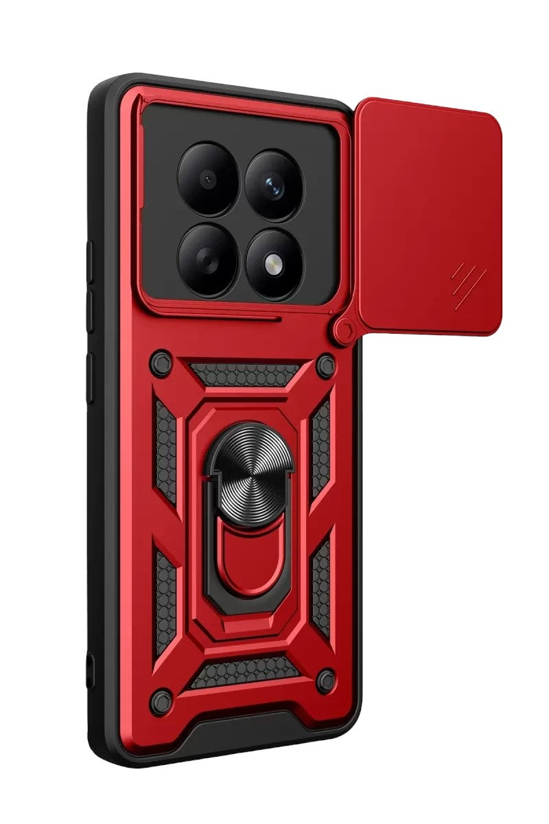 Mey İthalat® Redmi Note 15 4G Pars Lens Yüzüklü Silikon - Kırmızı