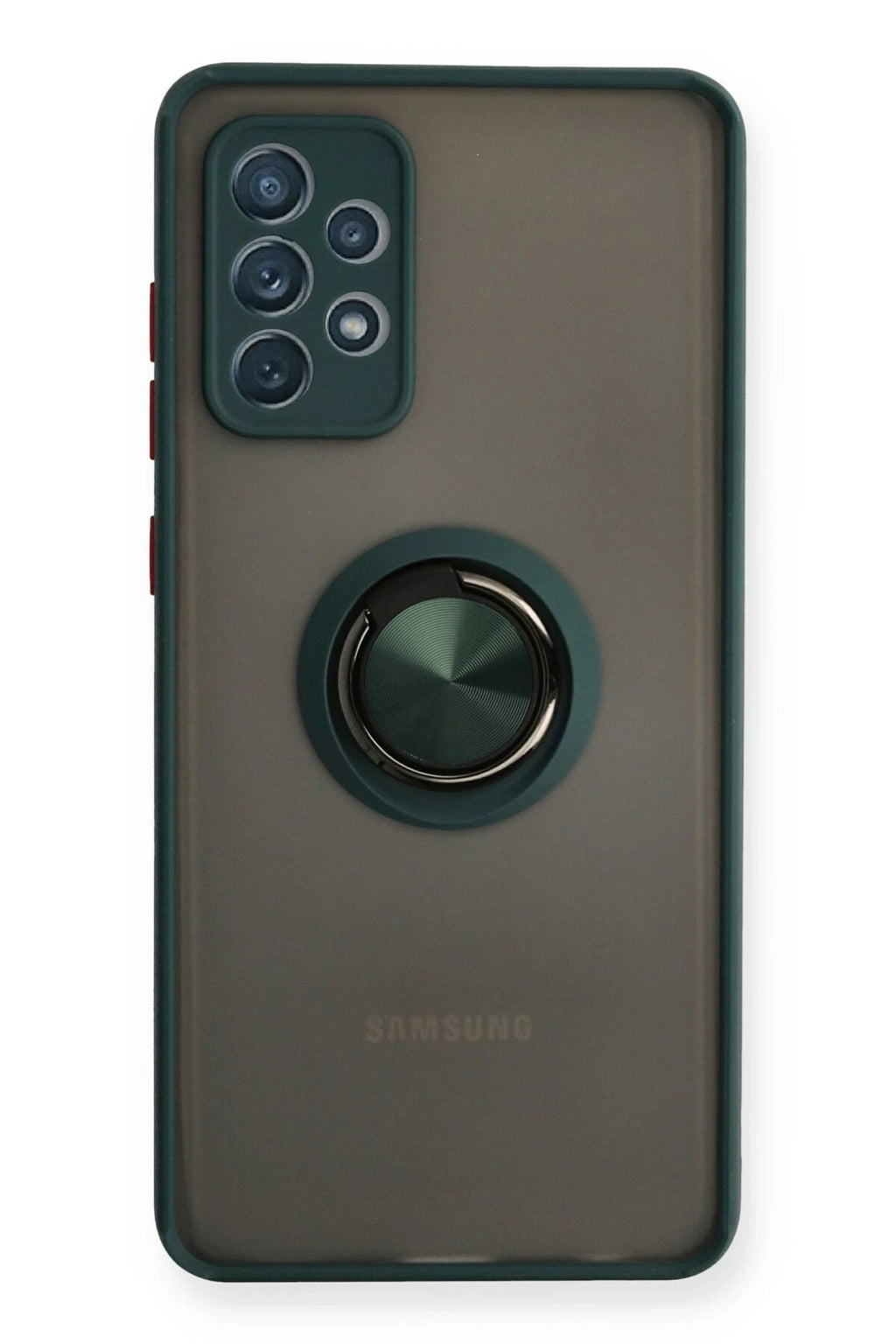 Mey İthalat® Samsung Galaxy A72 Kılıf Montreal Yüzüklü Silikon Kapak - Yeşil
