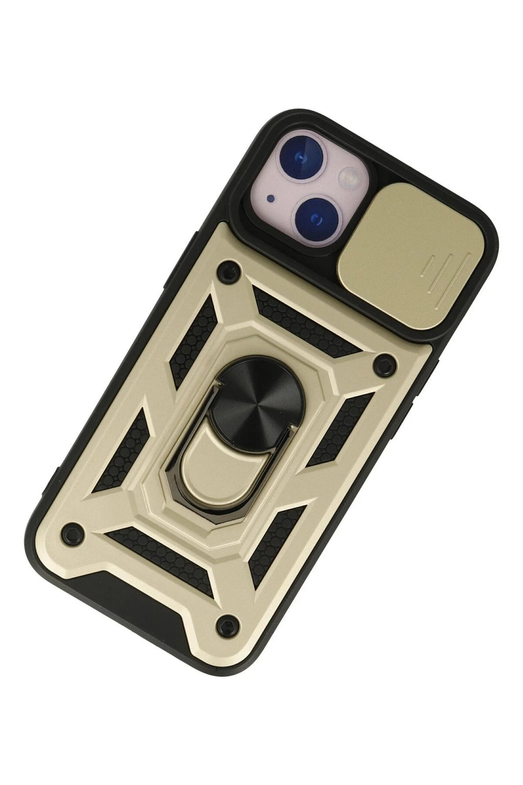 Mey İthalat® iPhone 15 Kılıf Pars Lens Yüzüklü Silikon - Gold