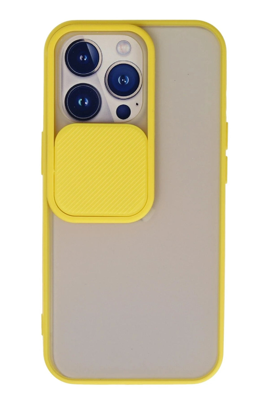 Mey İthalat® iPhone 13 Pro Kılıf Palm Buzlu Kamera Sürgülü Silikon - Sarı
